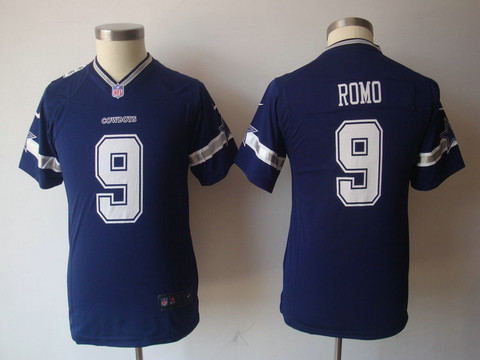 Nike Blue Dallas Cowboys 9 Romo Youth Game NFL Jerseys